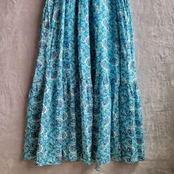 RHODE Aqua Lotus Tasha Midi Dress Size 4 Floral Print Flutter Cap Sleeve Ruffle - Picture 7 of 16